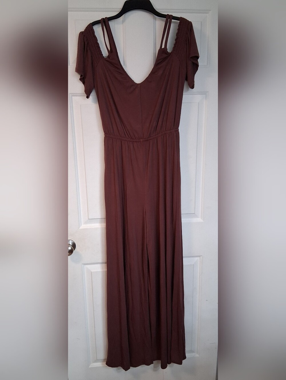 Gianni Bini Burgandy Cold-Shoulder One Piece Jumpsuit Size Large